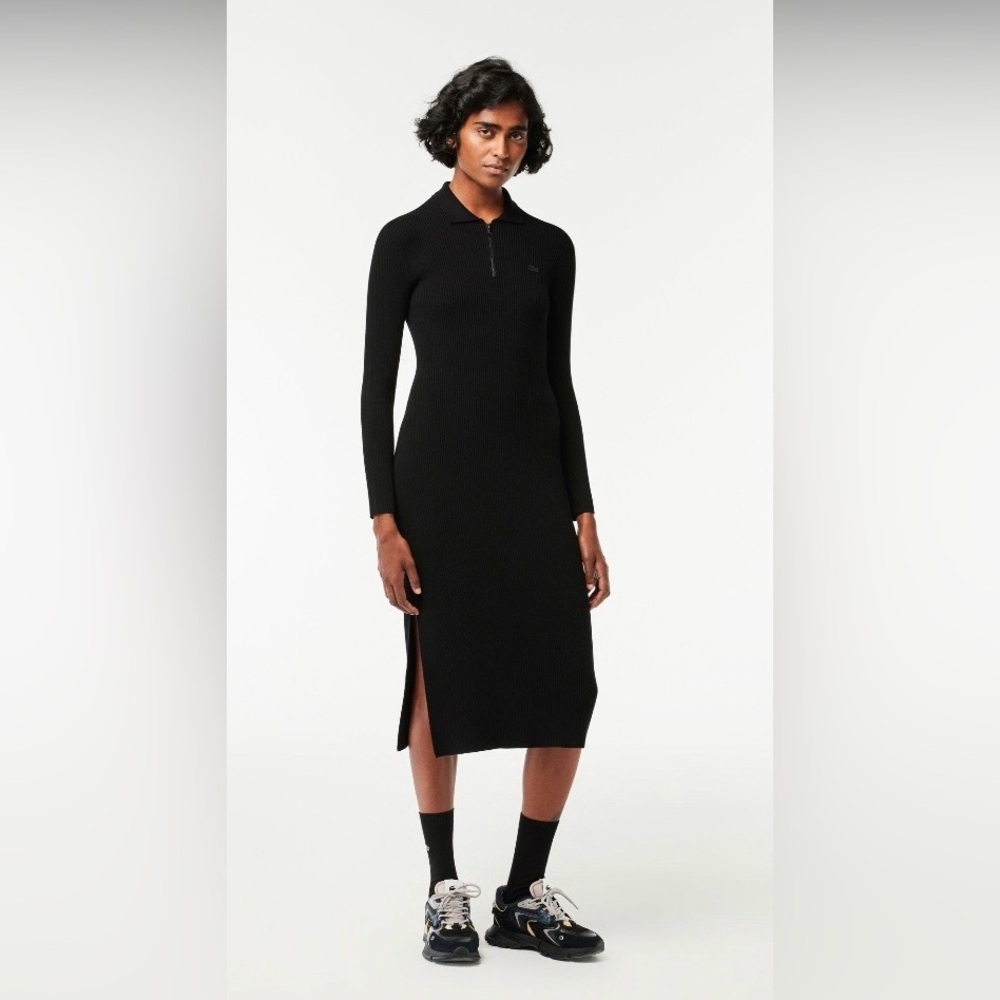 LACOSTE rib knit maxi sweater dress. NWOT Size FR36/US S. Made in France. EF0632